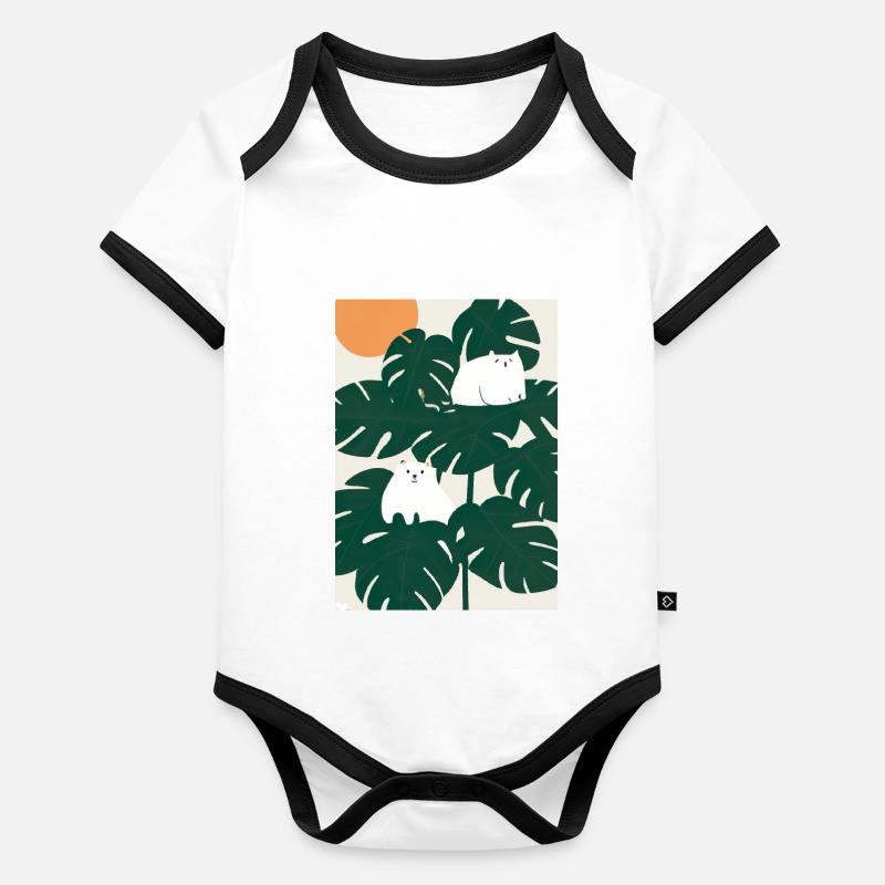 Katzen auf Leafs Baby Bio-Kurzarm-Kontrastbody