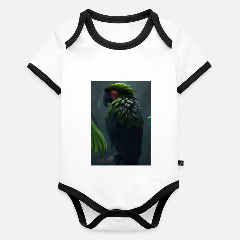 Grüner Dschungelvogel Baby Bio-Kurzarm-Kontrastbody