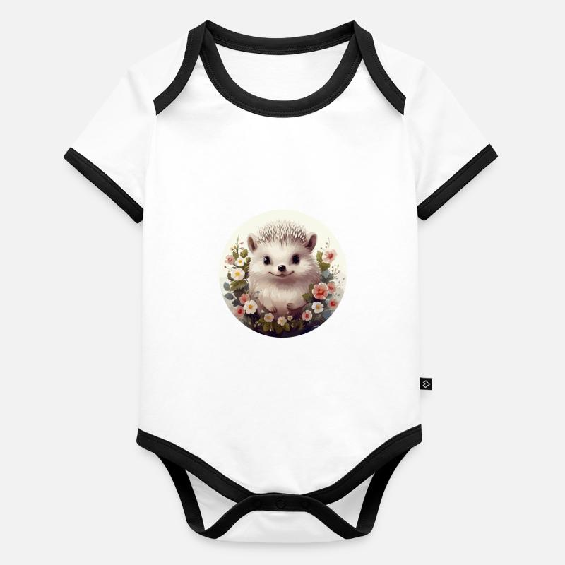 Cute hedgehog Organic Baby Contrasting Bodysuit
