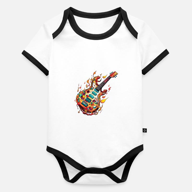 Pizza Gitarre Baby Bio-Kurzarm-Kontrastbody