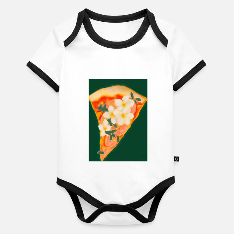 Blümchen-Pizza Baby Bio-Kurzarm-Kontrastbody
