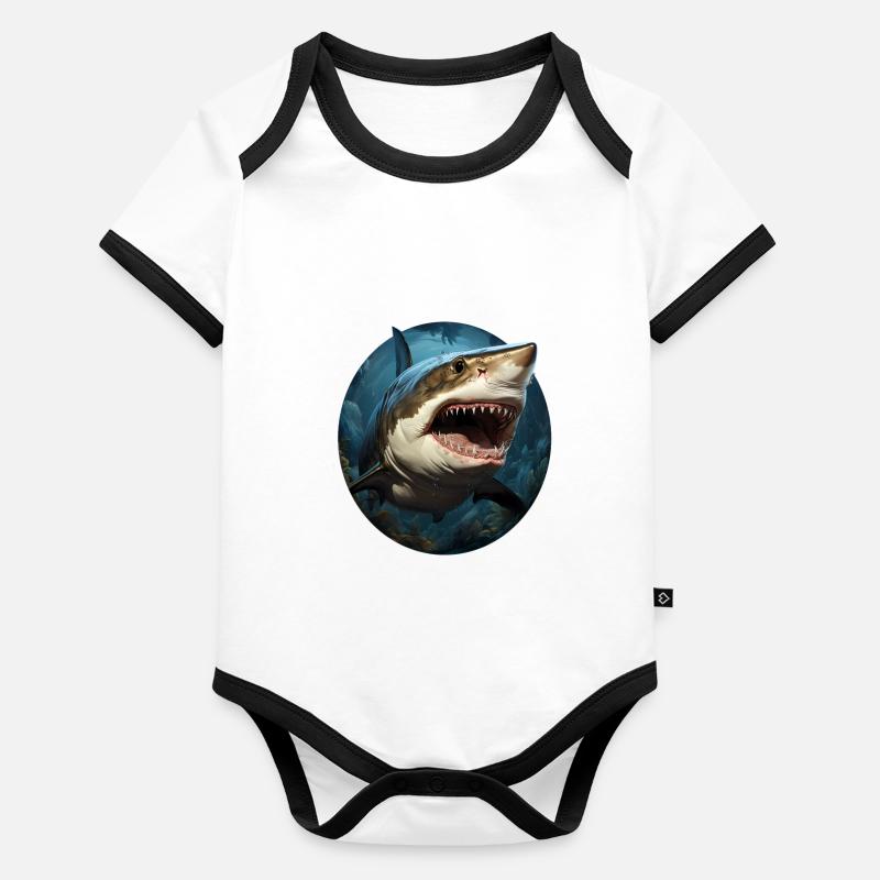 Requin Body Bébé bio contrasté manches courtes