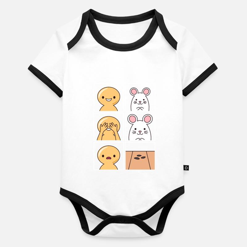 Conception de crottes de rat pour Rat Keeper Body Bébé bio contrasté manches courtes