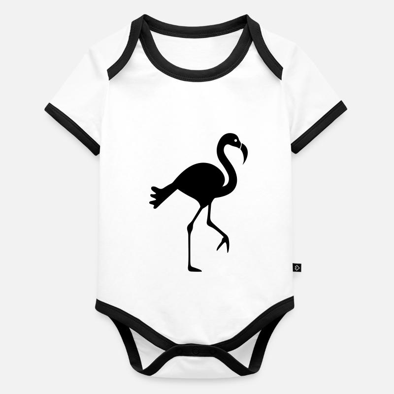 flamant rose Body Bébé bio contrasté manches courtes