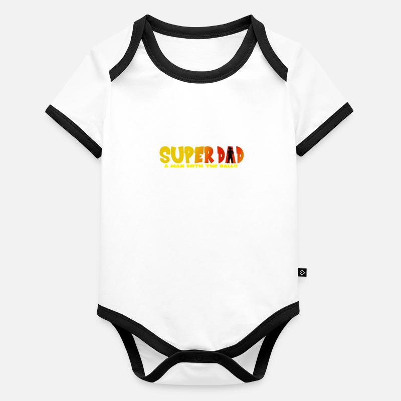 SUPER PAPA Body Bébé bio contrasté manches courtes