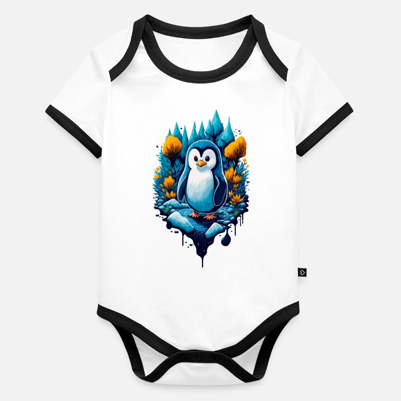 Cute cool penguin Organic Baby Contrasting Bodysuit
