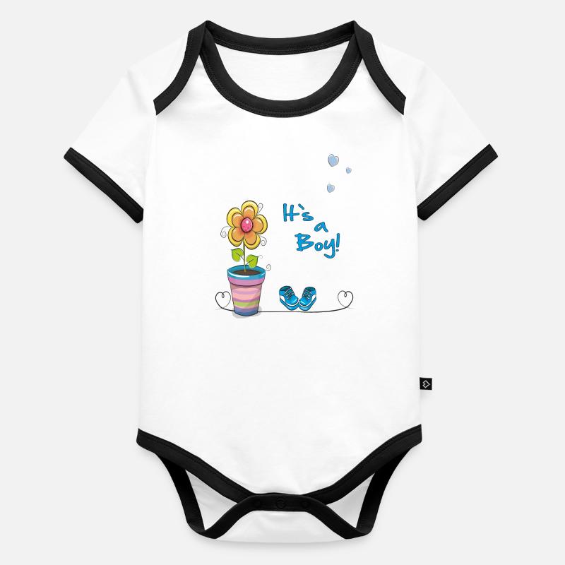 C’est un bébé garçon Body Bébé bio contrasté manches courtes
