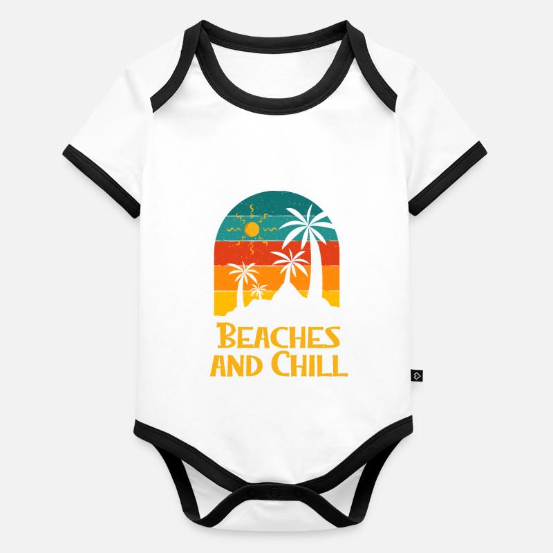 Plages et Chill Summer Trip Vacances Tropical Body Bébé bio contrasté manches courtes