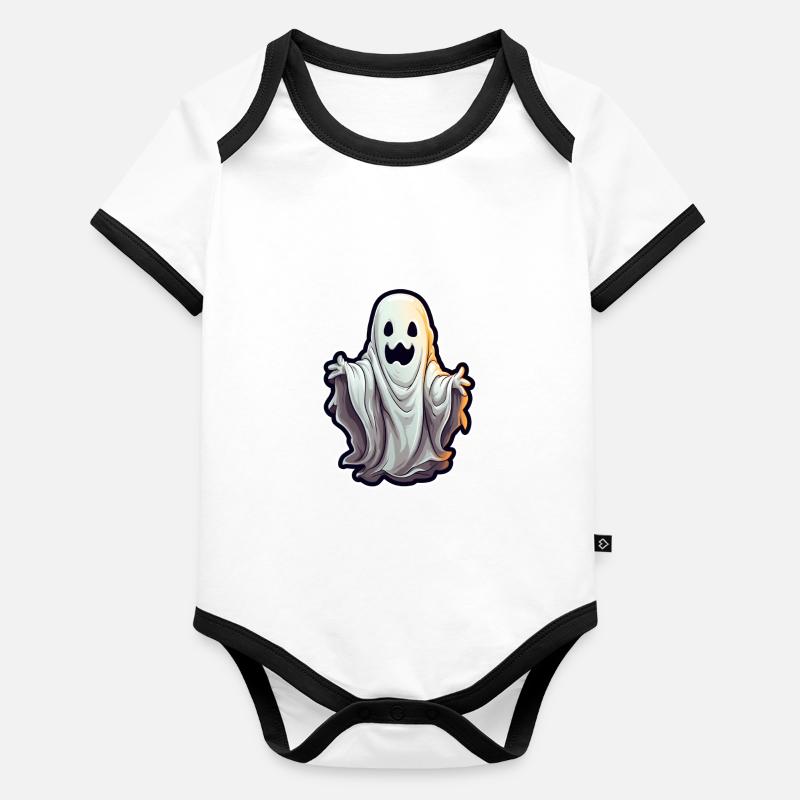 Gespenst Halloween Baby Bio-Kurzarm-Kontrastbody