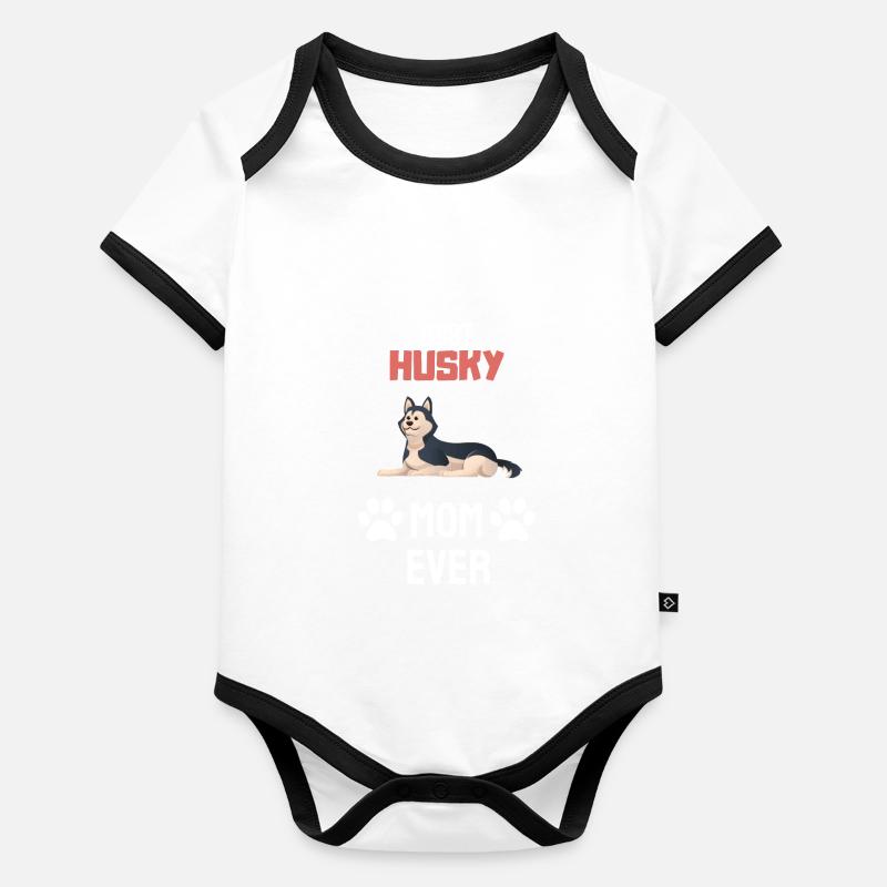 Hundefreund Hunde Mama Muttertag Geschenk Husky Baby Bio-Kurzarm-Kontrastbody