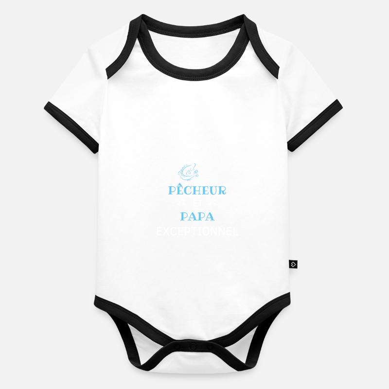 Pêcheur et papa exceptionnel ! cadeau pêcheur Body Bébé bio contrasté manches courtes
