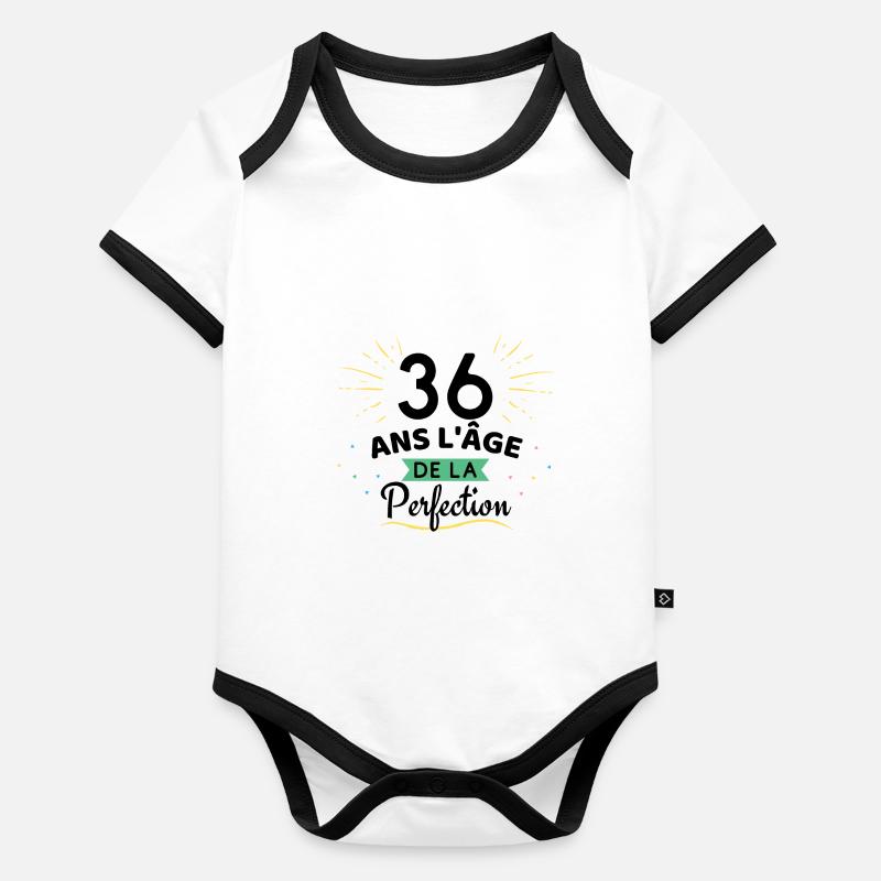 36 ans l'âge de la perfection Body Bébé bio contrasté manches courtes