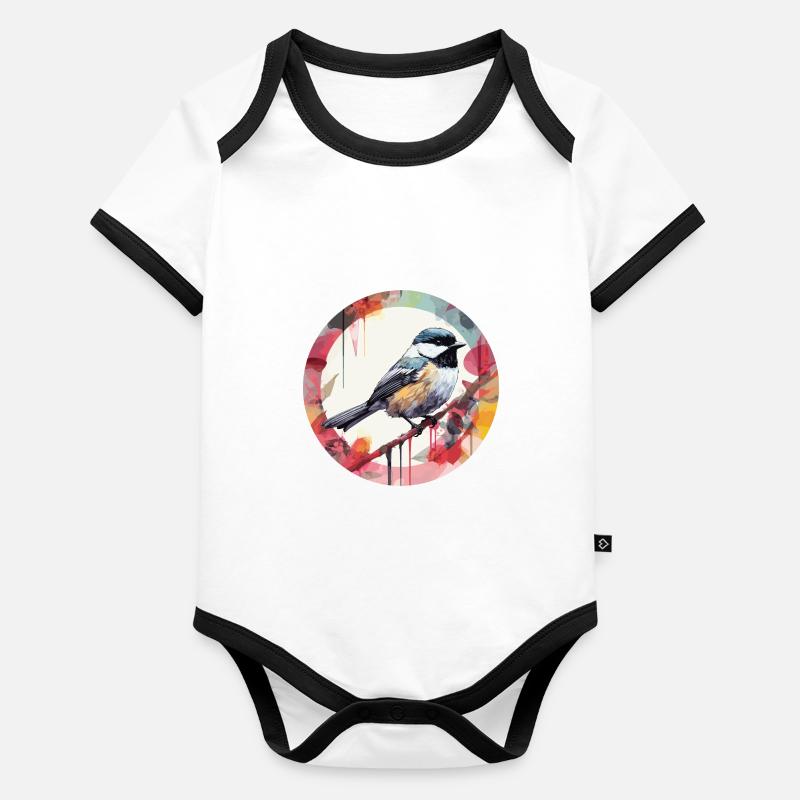 Mésange Body Bébé bio contrasté manches courtes