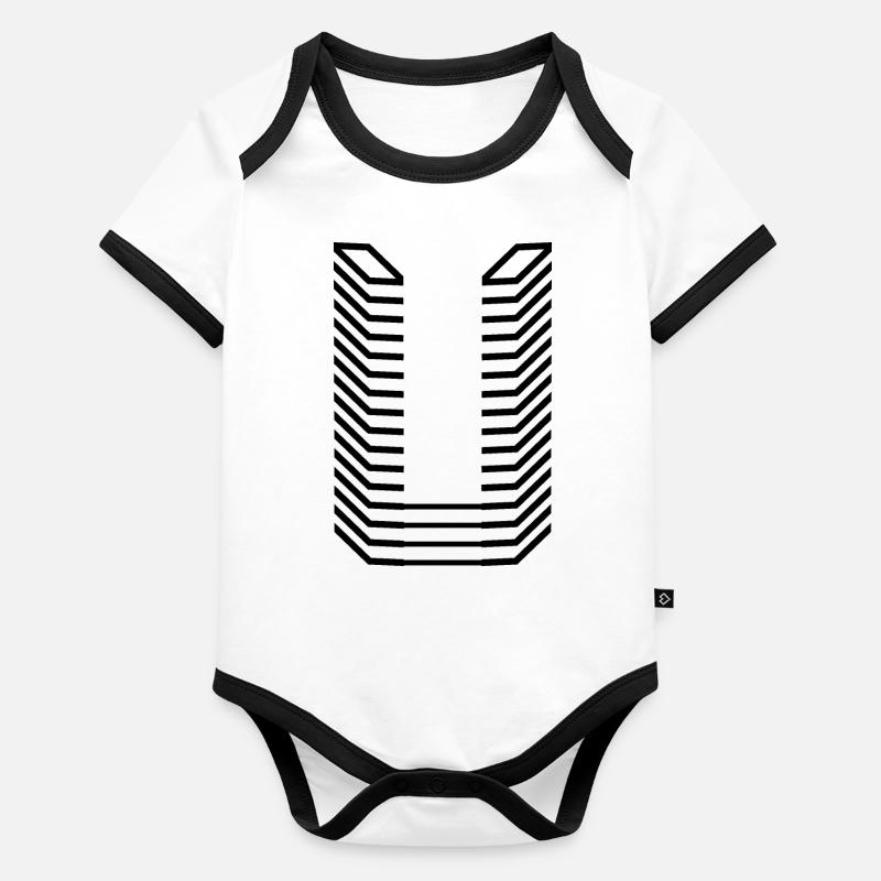 Conception unique du logo Letter U Body Bébé bio contrasté manches courtes