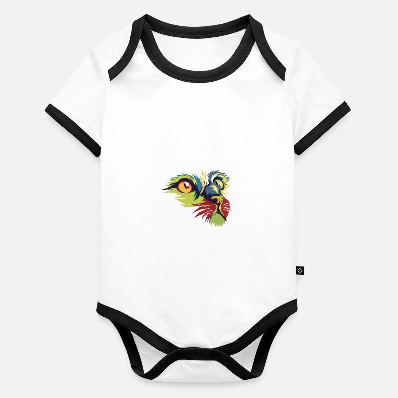 Rainbow Cat - Design Premium Body Bébé bio contrasté manches courtes
