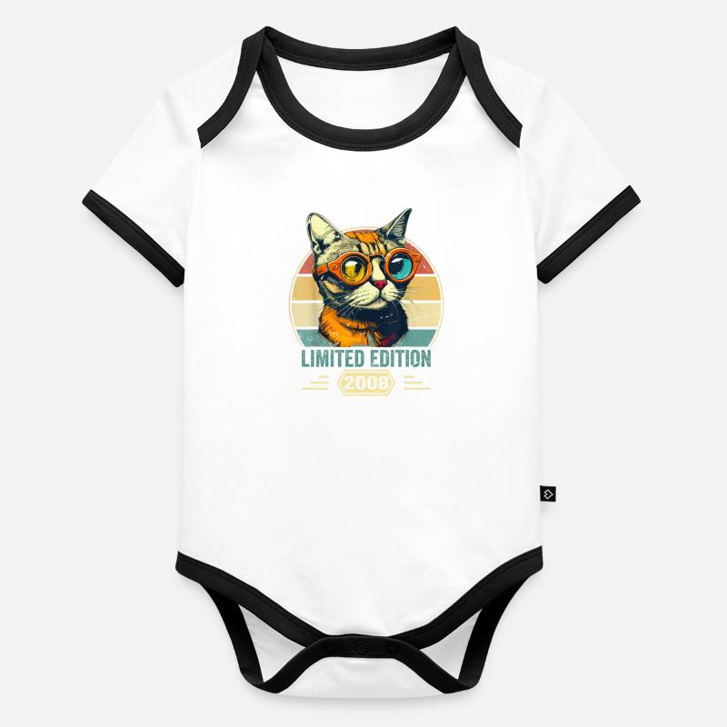 Awesome since 2008 Katze Geburtstag Geschenk Baby Bio-Kurzarm-Kontrastbody