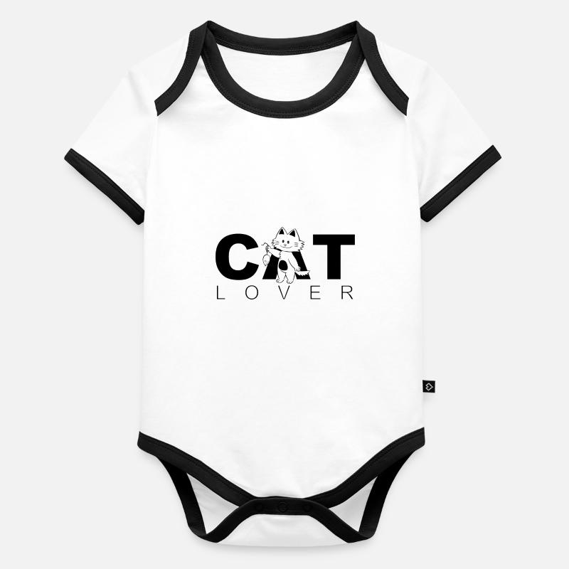 Amoureux des chats Body Bébé bio contrasté manches courtes