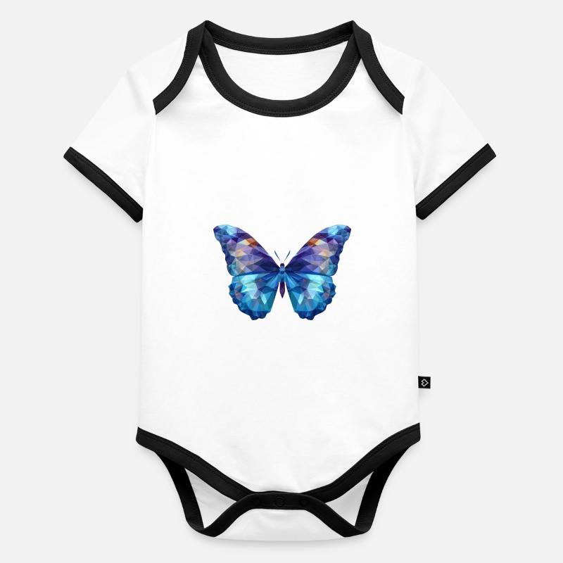 Morpho Papillon Bleu Body Bébé bio contrasté manches courtes