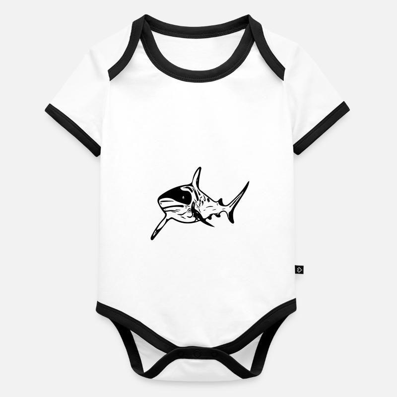 Large vintage deep-sea shark Organic Baby Contrasting Bodysuit