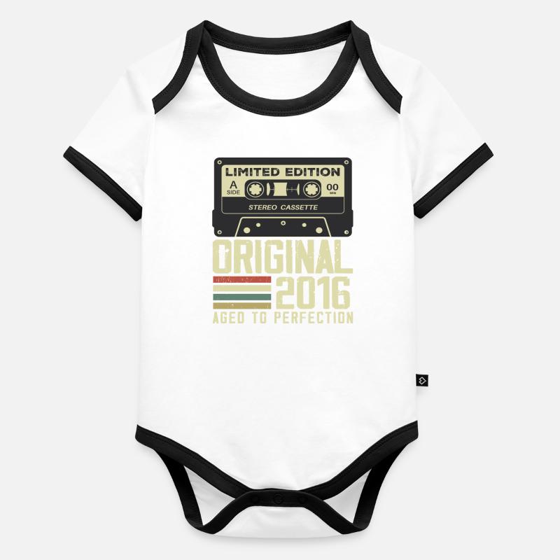 8e Cadeau Anniversaire Style rétro 2016 Body Bébé bio contrasté manches courtes