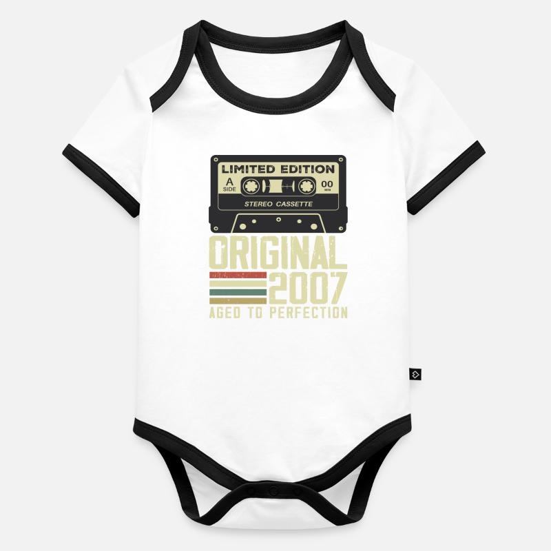 17th Retro Style Anniversary Gift 2007 Organic Baby Contrasting Bodysuit