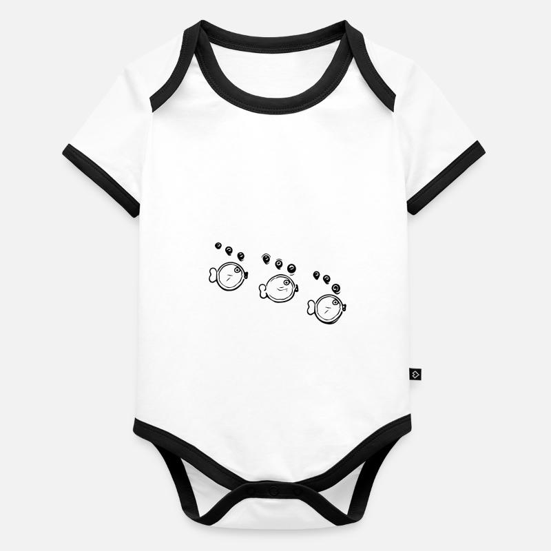Three funny schooling fish in formation Organic Baby Contrasting Bodysuit