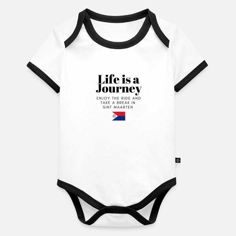 Vacances Sint Maarten Body Bébé bio contrasté manches courtes