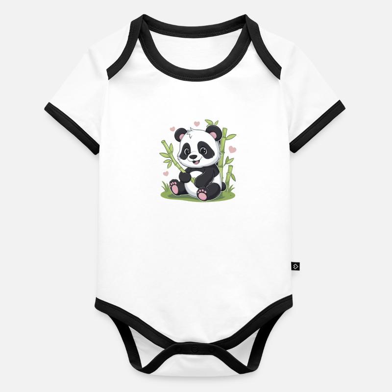 Panda in Love Baby Bio-Kurzarm-Kontrastbody