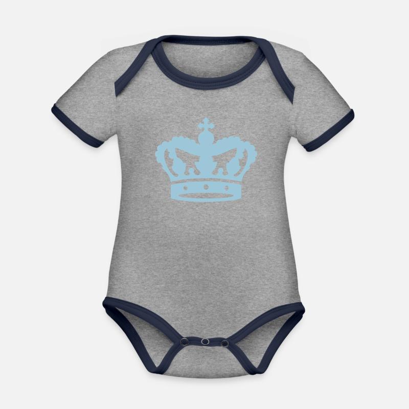 Crown - Organic Baby Contrasting Bodysuit - heather grey/navy