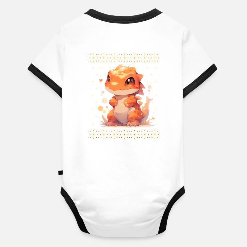 Dragon kawaii dans le style pull de Noël moche Body Bébé bio contrasté manches courtes