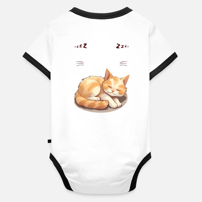 Möge die Nacht mit dir sein - Schlafshirt Katze Baby Bio-Kurzarm-Kontrastbody