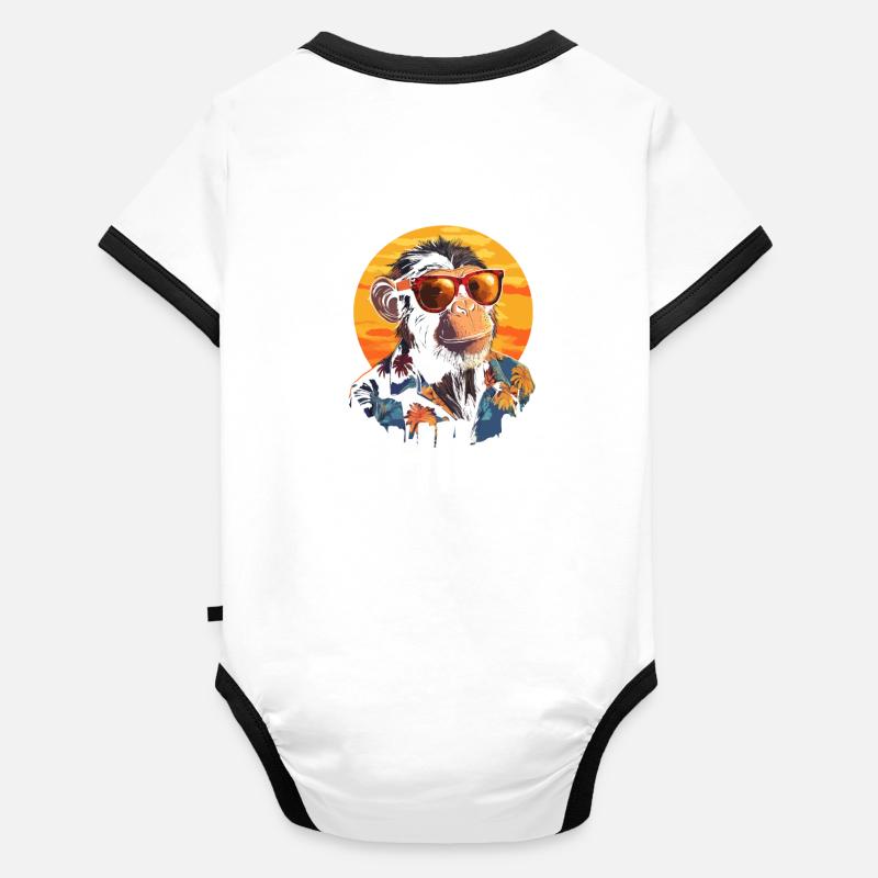 Seriously Bro Chill Affe Zocker Sonnenuntergang Baby Bio-Kurzarm-Kontrastbody