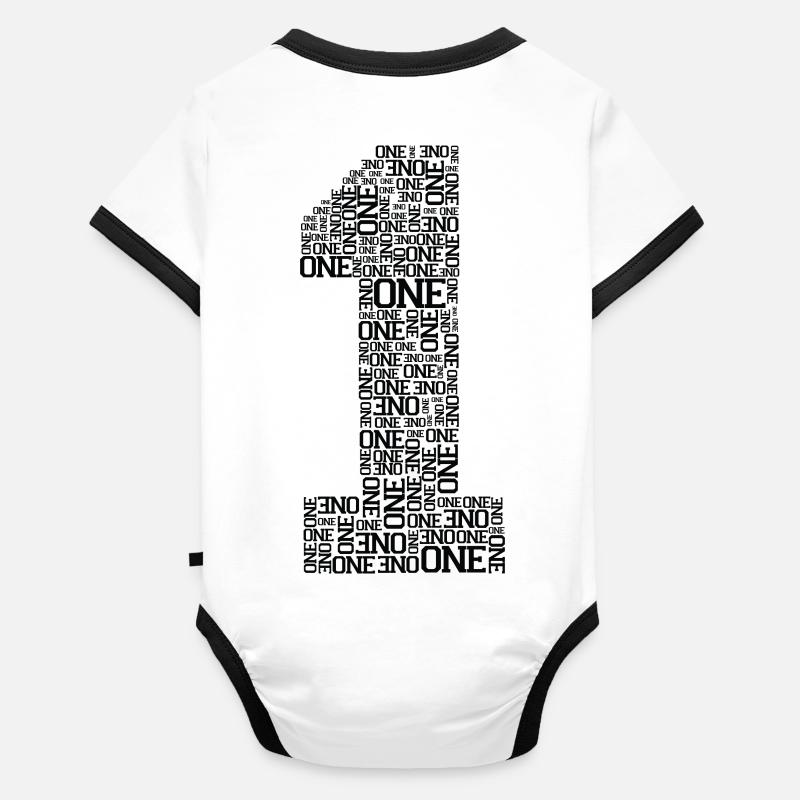 Number One (Typography) Organic Baby Contrasting Bodysuit