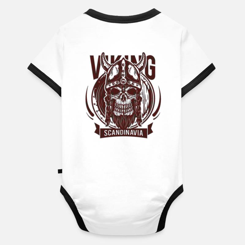 Viking scandinave Body Bébé bio contrasté manches courtes
