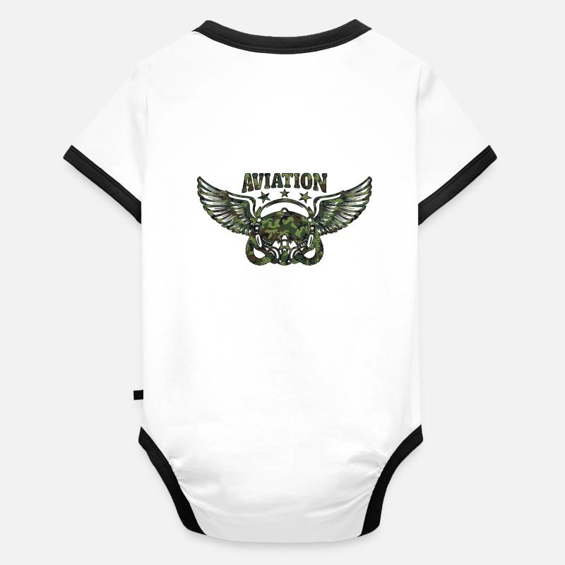 Aviation de l’armée Body Bébé bio contrasté manches courtes
