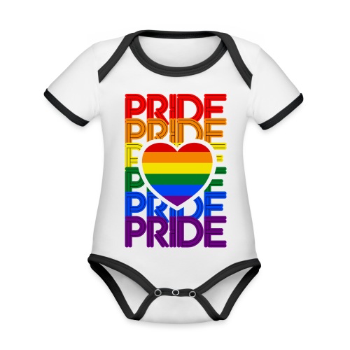 Pride Love Rainbow Heart - Baby Bio-Kurzarm-Kontrastbody