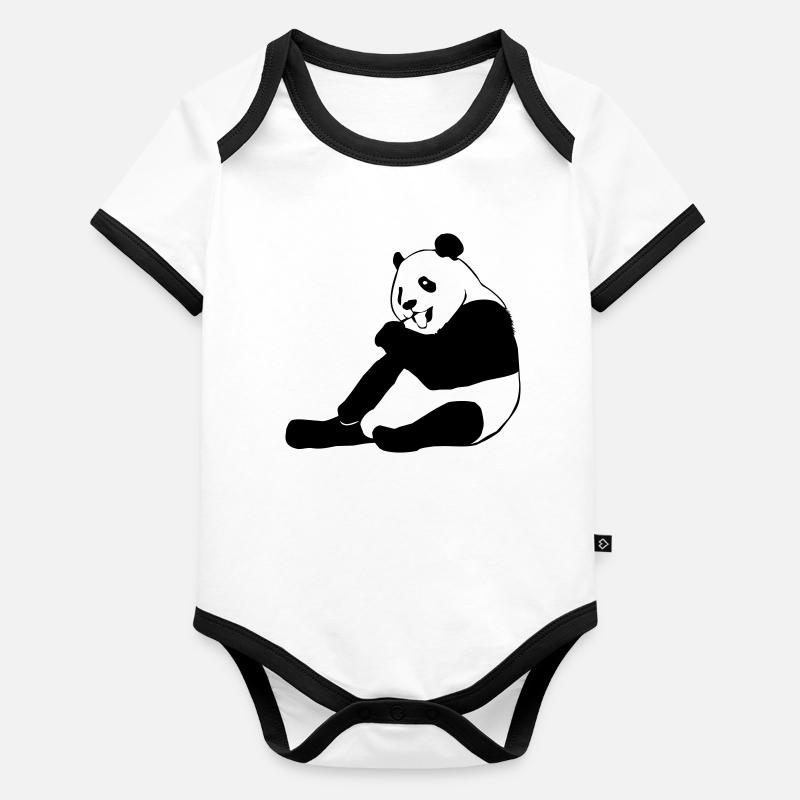 ours panda, ours, image ours Body Bébé bio contrasté manches courtes