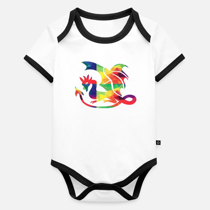 Bunter Drache Baby Bio-Kurzarm-Kontrastbody