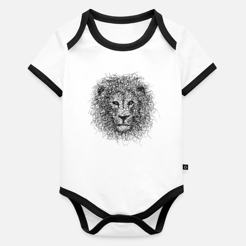 Lion Scribble Baby Bio-Kurzarm-Kontrastbody
