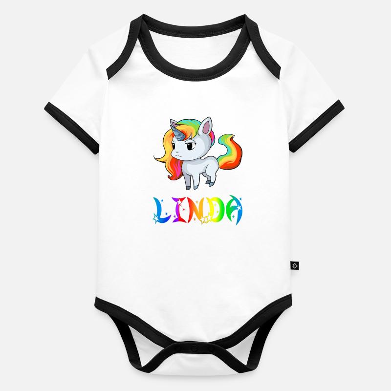 Linda Einhorn Body Bébé bio contrasté manches courtes