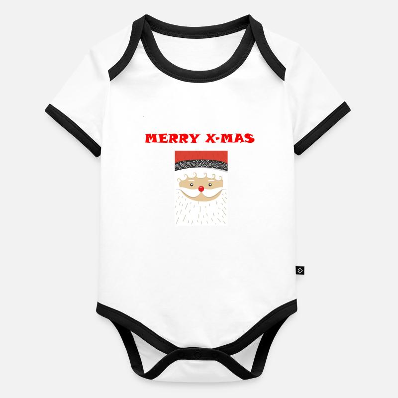 merry x mas mit Nikolaus Baby Bio-Kurzarm-Kontrastbody