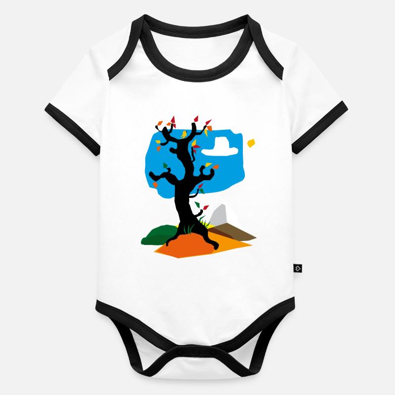 Arbre en automne Body Bébé bio contrasté manches courtes