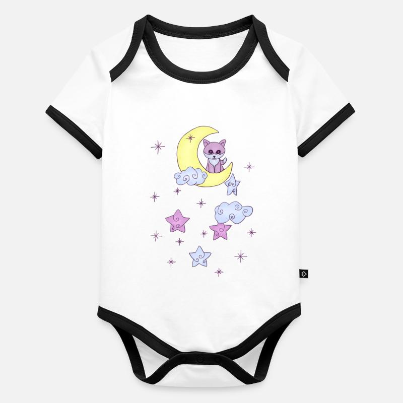 Fuchs im Mond Baby Bio-Kurzarm-Kontrastbody