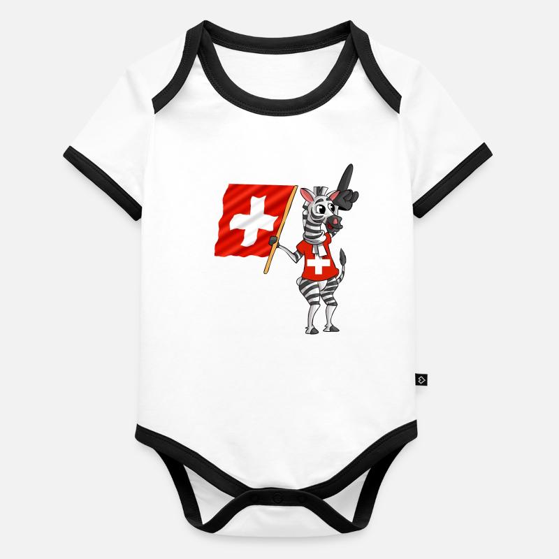 Swiss zebra Organic Baby Contrasting Bodysuit