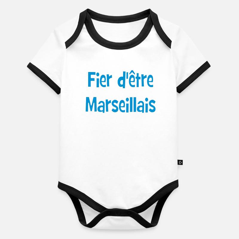 Fier d'être marseillais Body Bébé bio contrasté manches courtes