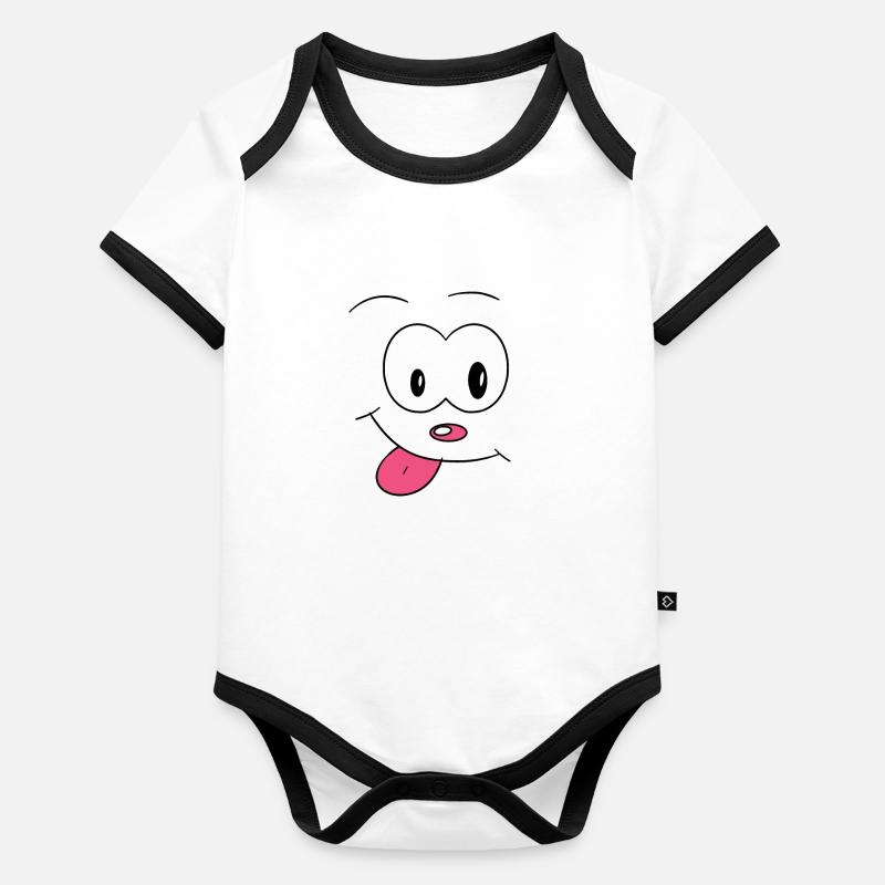 Dessin comique drôle visage effronté langue plaisanterie Body Bébé bio contrasté manches courtes