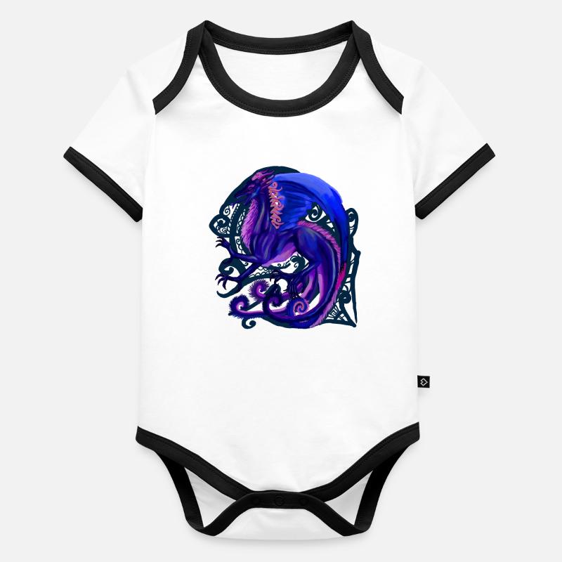 blauer Drache Baby Bio-Kurzarm-Kontrastbody