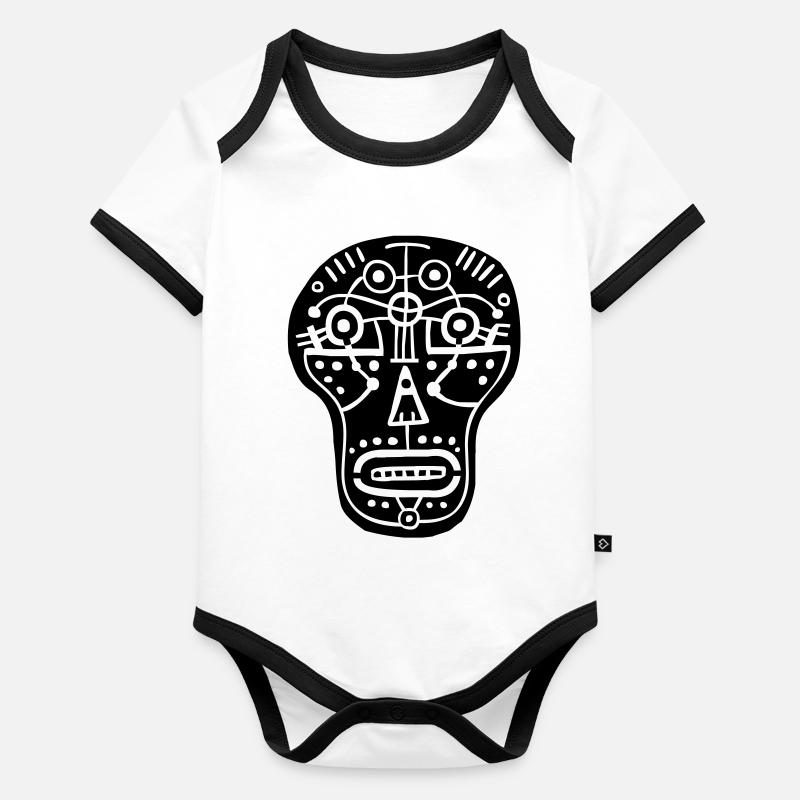tête de mort t-shirt Body Bébé bio contrasté manches courtes