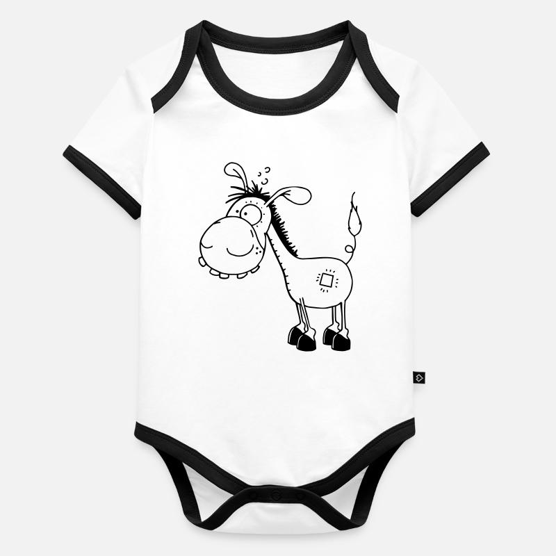Petit âne drôle - ânes - Body Bébé bio contrasté manches courtes -