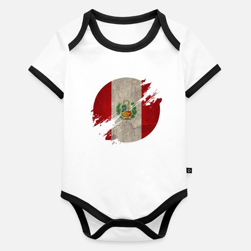 Peru Circle / Flag Gift National Flag Organic Baby Contrasting Bodysuit